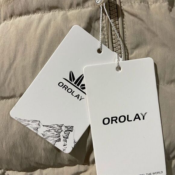 Orolay Down Women's Beige Puffer Jacket XS Faux Fur Hood Winter Coat - Picture 5 of 7